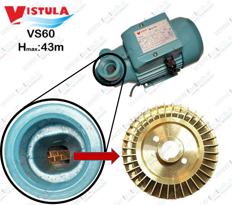 پمپ نیم اسب خانگی ویستولا VS60 محیطی کم صدا هد 45متر دبی 38 لیتر