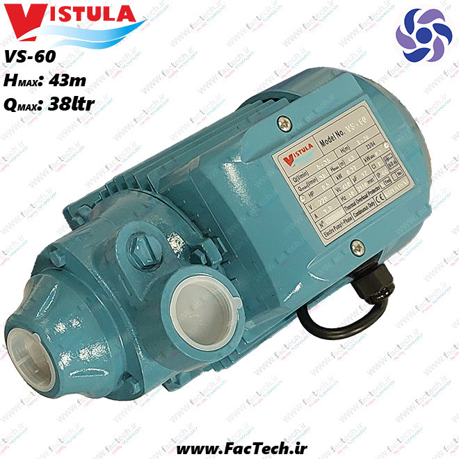 پمپ نیم اسب خانگی ویستولا VS60 محیطی کم صدا هد 45متر دبی 38 لیتر